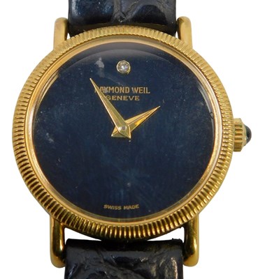 Lot 230 - A Raymond Weil lady's wristwatch, the black...