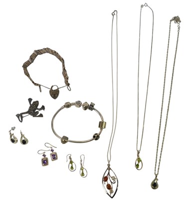 Lot 266 - A group of silver and other jewellery,...
