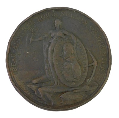 Lot 8 - A Battle of the Nile bronzed copper medallion,...