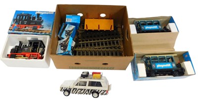 Lot 498 - Playmobil G scale locomotive rolling stock and...