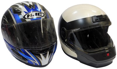 Lot 40 - Two motorcycle helmets, comprising a HJC...