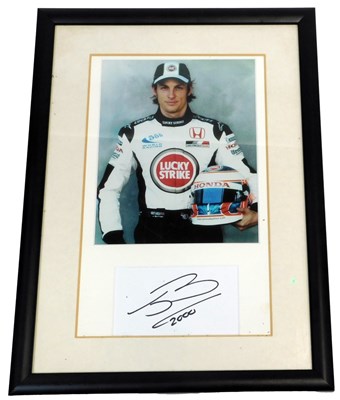 Lot 56 - A photograph of Jenson Button, bearing...
