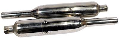Lot 65J - A pair of stainless steel bike silencers, 67cm...