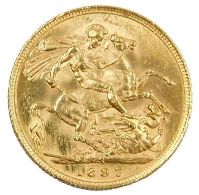 Lot 205 - A Victorian full gold sovereign 1897, 8.0g.