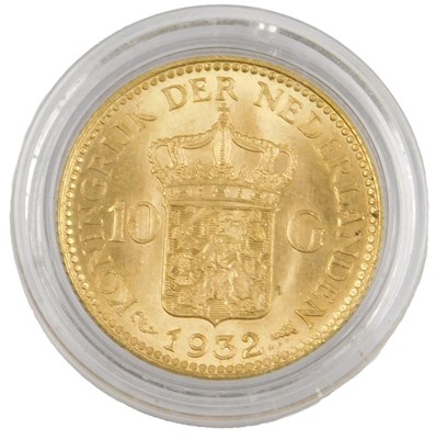 Lot 209 - A Wilhelmina of The Netherlands gold ten...