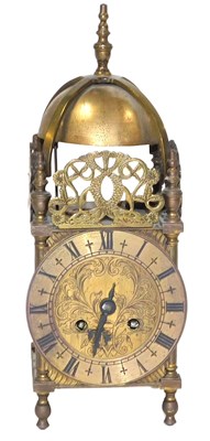 Lot 26 - An early 20thC French brass cased lantern...
