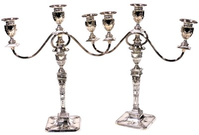 Lot 13 - A pair of Victorian Adam style three branch...