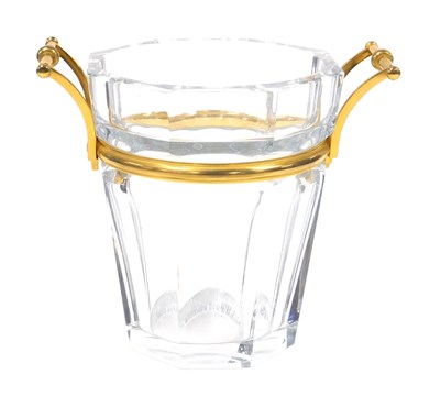 Lot 16 - A Baccarat cut glass wine bucket, with a brass...