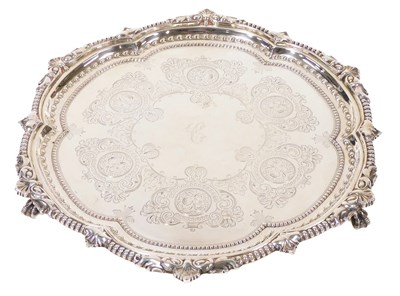 Lot 114 - A Victorian silver salver, with a gadrooned...