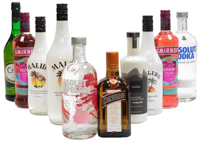 Lot 48 - Three bottles of Malibu, two bottles of...