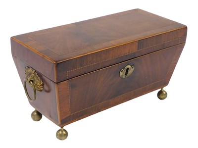 Lot 50 - A Regency mahogany tea caddy, with rosewood...