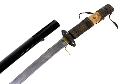 Lot 63 - A Japanese wakizashi, with a bronze tsuba,...