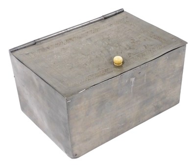 Lot 74 - An early 20thC Chinese pewter box, the hinged...