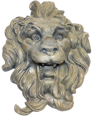 Lot 83 - A 20thC brass wall plaque, cast as a head of a...