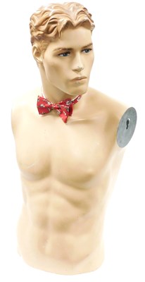 Lot 85 - A late 20thC male half body mannequin, stamped...