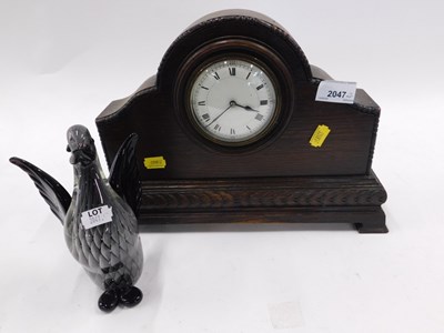 Lot 2047 - An XL oak cased mantel clock, together with...