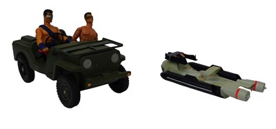 Lot 622 - A Hasbro GI Joe Jeep, a Palitoy Action Man...