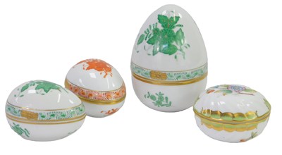Lot 119 - Four Herend of Hungary porcelain trinket...