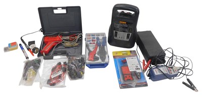 Lot 85P - A Halfords Fully Automatic battery charger, an...