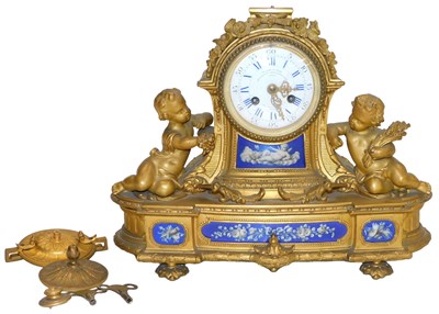 Lot 133 - A late 19thC French Ormolu mantel clock, by Le...