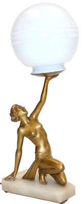 Lot 153 - An Art Deco gilt figural desk lamp, modelled...