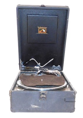 Lot 163 - An HMV black cased table top gramophone, for S...