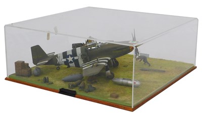 Lot 686 - A cased diorama of a P51 Mustang in 1:32 scale...