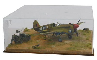 Lot 688 - A cased diorama of a War Hawk P40 World War II...