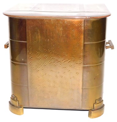 Lot 170 - An Art Deco brass coal box, with side handles,...
