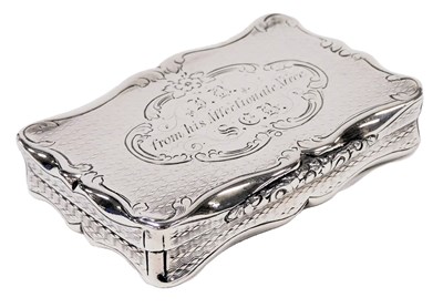 Lot 127 - A Victorian silver snuff box, with engine...