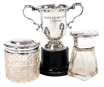 Lot 124 - An Elizabeth II silver twin handled trophy,...