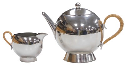 Lot 243 - A Nik Munro pewter teapot, together with a...