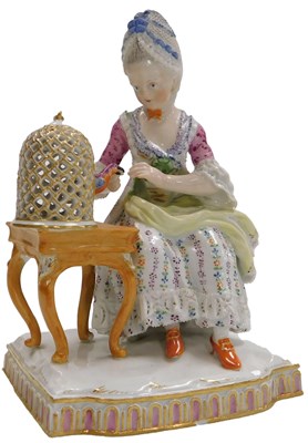 Lot 246 - A late 19thC Meissen porcelain figure, of a...