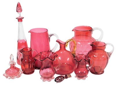 Lot 295 - A group of Victorian and later cranberry glass...