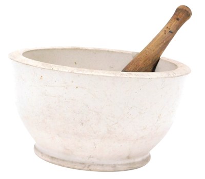 Lot 434 - A vintage marble pestle and mortar, the pestle...