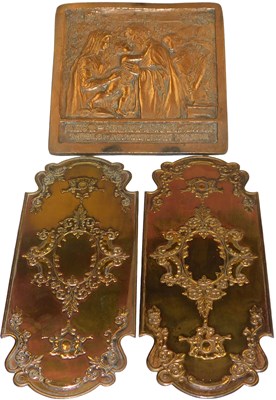 Lot 436 - Three late 19thC brass door finger...