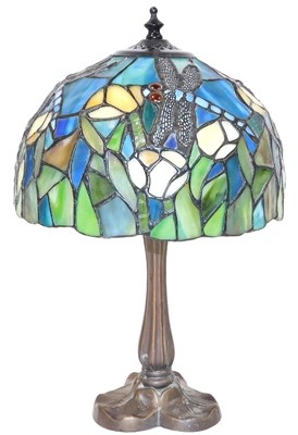 Lot 440 - A Tiffany style table lamp, with a circular...