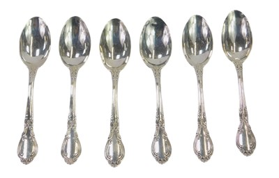 Lot 273 - A set of six George V silver teaspoons, the...
