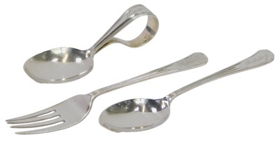 Lot 275 - A George VI silver fork and spoon child's set,...