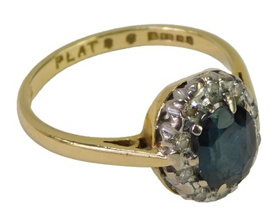 Lot 414 - An 18ct gold platinum diamond and sapphire...