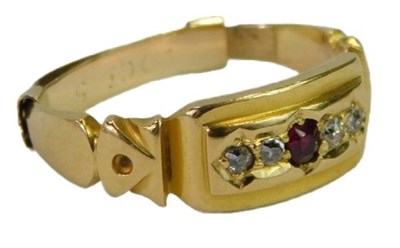 Lot 417 - A Victorian ruby and diamond ring, the central...