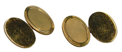 Lot 427 - A pair of 9ct gold cufflinks, of oval form...