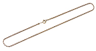Lot 216 - A rope twist nick chain, stamped 9ct, on a...