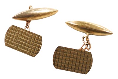 Lot 417 - A pair of 9ct oblong torpedo and chain link...