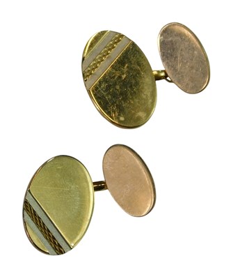 Lot 461 - A pair of 9ct gold cufflinks, of oval form,...
