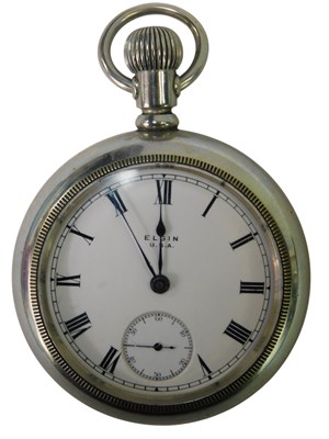 Lot 306 - An Elgin USA steel cased pocket watch, the...