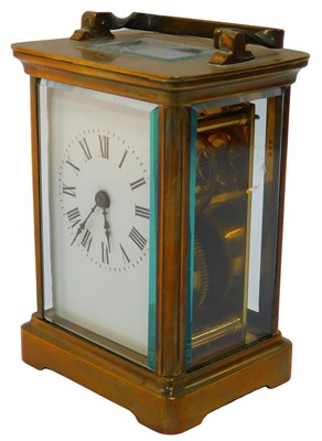 Lot 125 - A 20thC brass cased carriage clock, the...