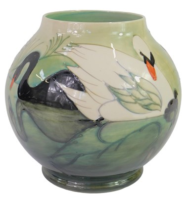 Lot 137 - A Moorcroft pottery Swan pattern vase,...