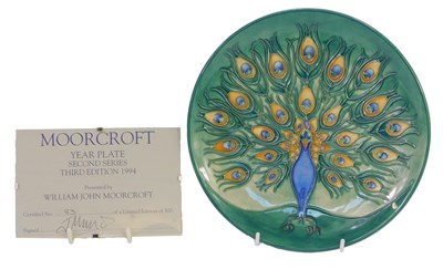 Lot 143 - A Moorcroft pottery Peacock pattern plate,...