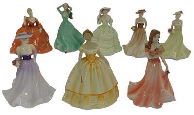 Lot 399 - Eight Coalport porcelain figures, modelled as...